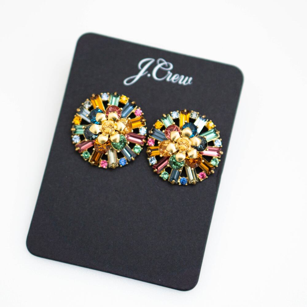 J.Crew Multicolor Crystal Burst Statement Stud Earrings